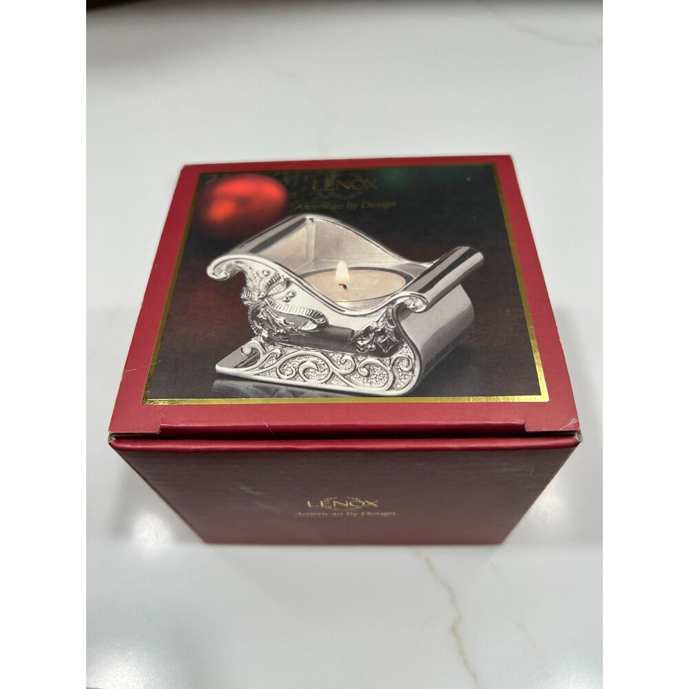 Lenox Silver Plate Sleigh Tea Light Candle Holder Ornament Holiday Decor NWT